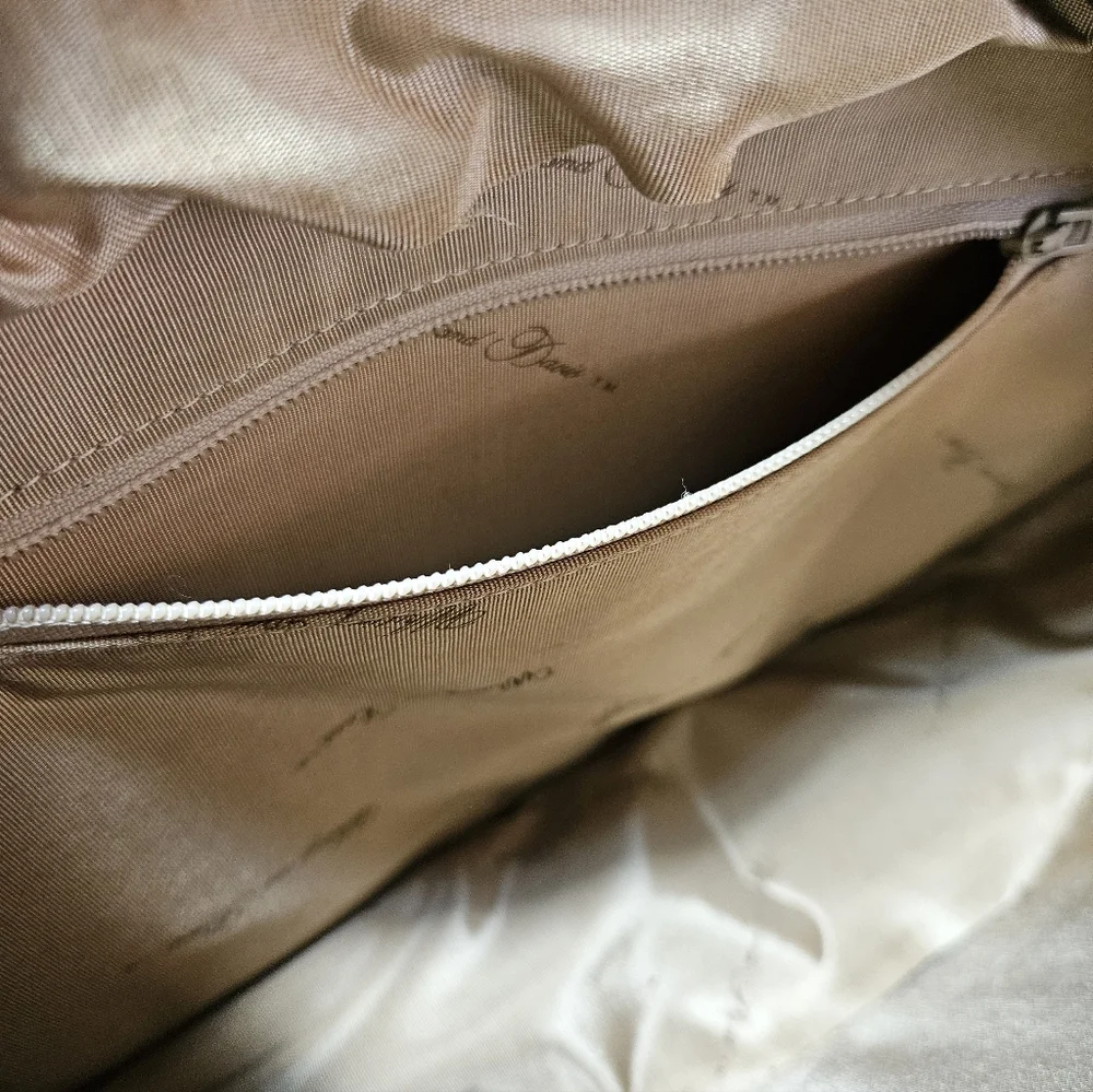 Vintage Whiting and Davis Mesh Metal and Brown Leather Top Handle Bag